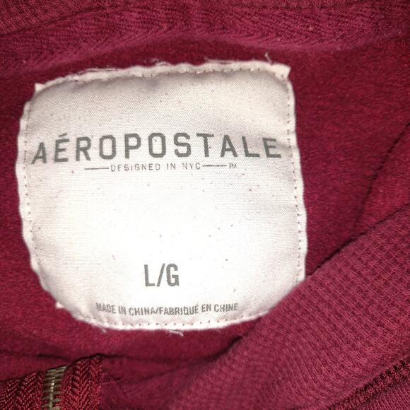 Aeropostale Hoodie Sweatshirt Adult L Quarter Zip Maroon Burgundy Skater Unisex - Picture 6 of 16